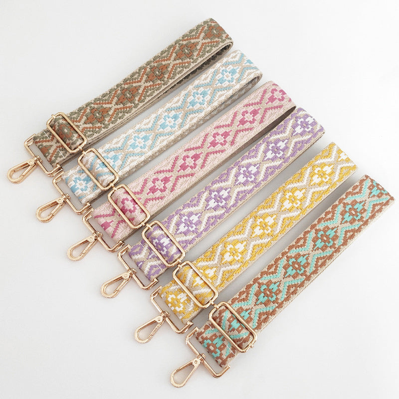 Embroidered Wide Crossbody Bag Strap