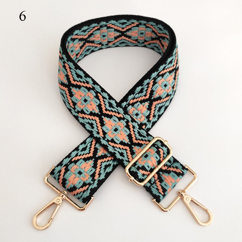 Embroidered Wide Crossbody Bag Strap