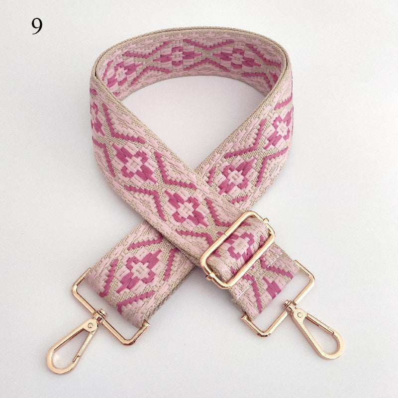 Embroidered Wide Crossbody Bag Strap