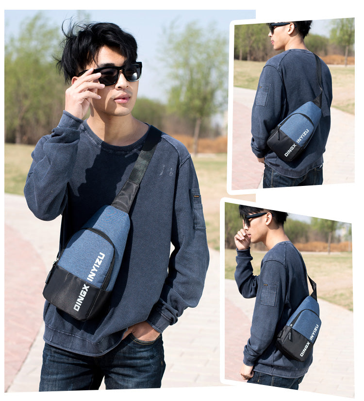 Contrast Stitching Mens Casual Sports Chest Bag