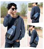 Contrast Stitching Mens Casual Sports Chest Bag
