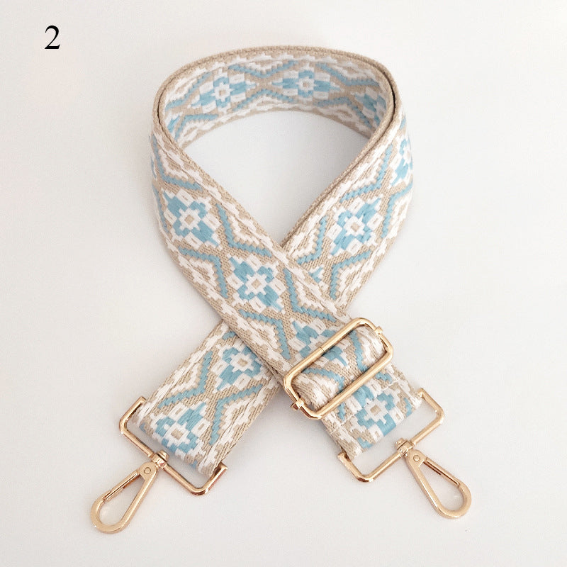 Embroidered Wide Crossbody Bag Strap