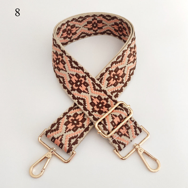Embroidered Wide Crossbody Bag Strap