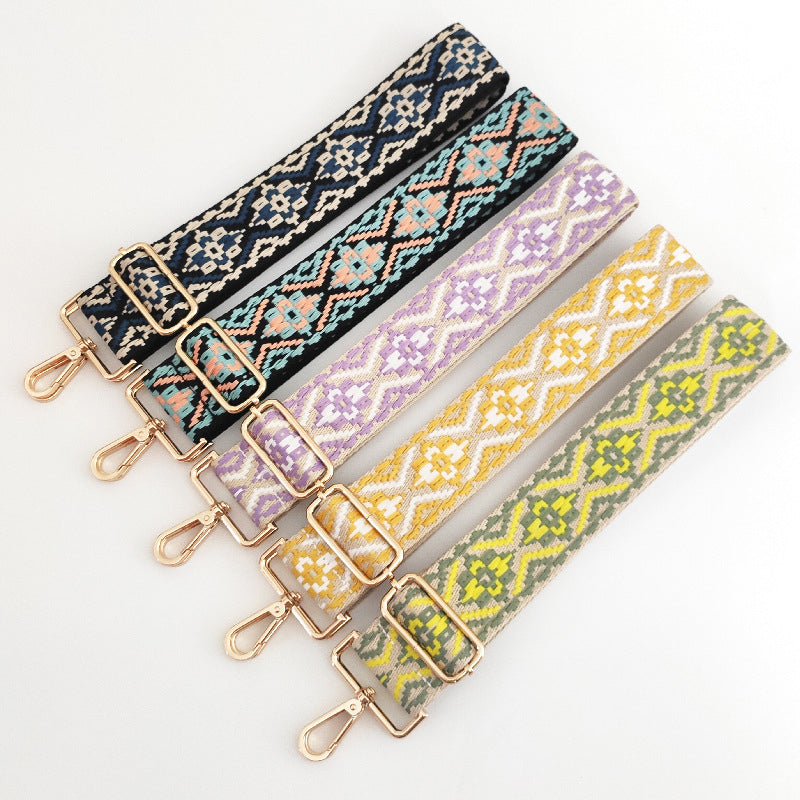 Embroidered Wide Crossbody Bag Strap